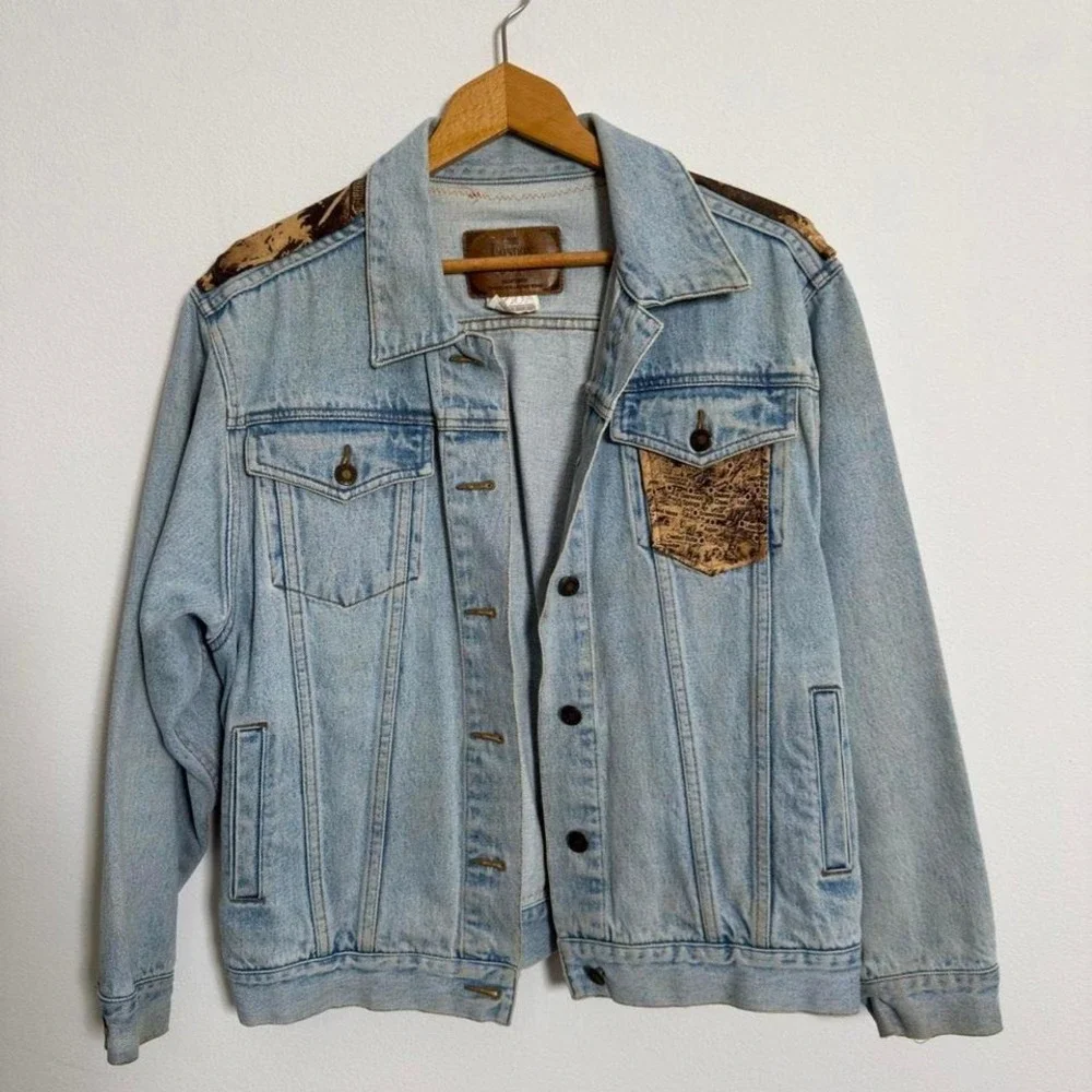 Vintage Colorado Map Denim‎ Jacket Light Wash Vintage Women's Large/Men's Medium